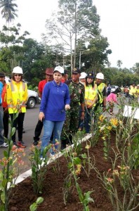 Walikota Ir Tatong Bara saat Kegiatan Penanaman Bunga