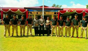 Kapolsek Urban Kotamobagu, Kompol Ruswan Buntuan bersama anggota tim Maleo Kota yang kini ganti nama menjadi Bogani Setya Haprabu. 