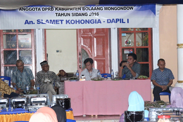 Anggota DPRD Bolmong Slamet Kohongia menggelar reses di Dapil I Bolmong.