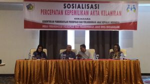 Suasana sosialisasi percapatan kepemilikan akta kelahiran