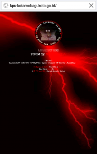 Tampilan website KPU Kotamobagu karena diretas Hacker. 