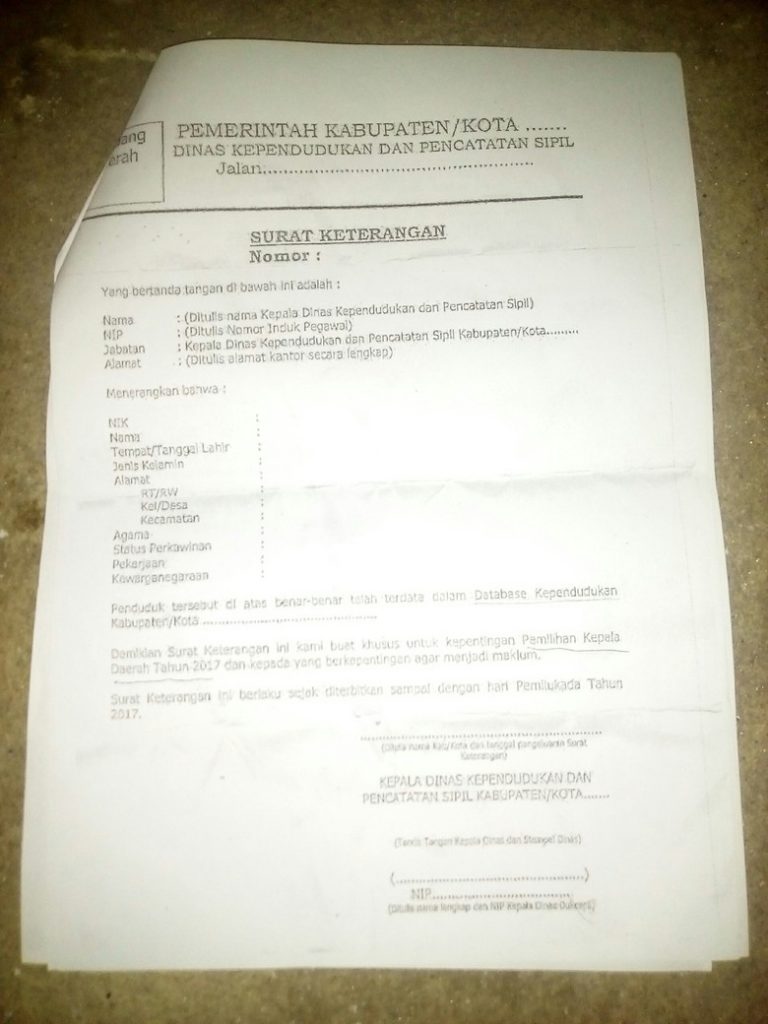 contoj suket pengganti KTP
